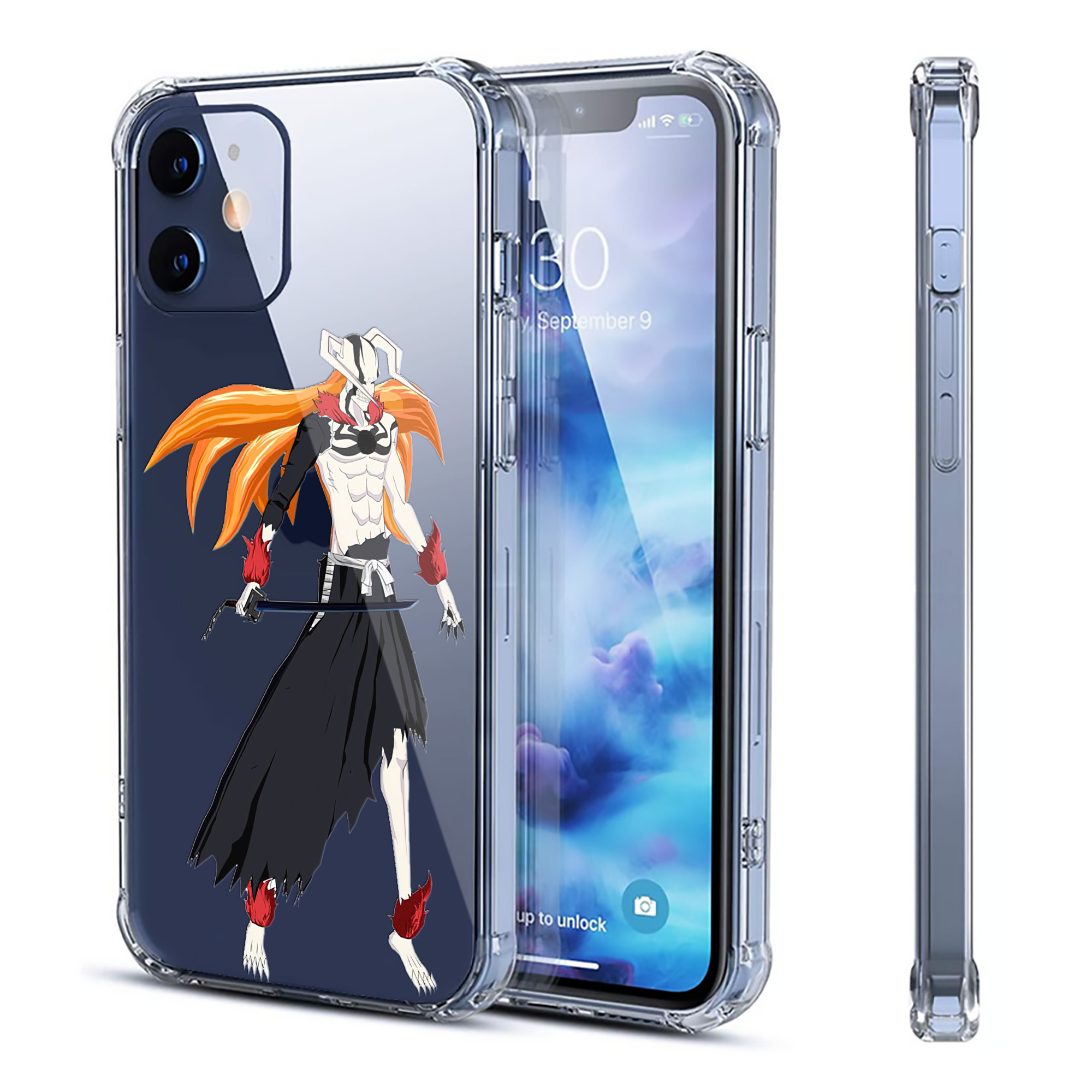 （画像用） ブリーチ 黒崎一護（くろさき いちご）BLEACH Kurosaki Ichigo 【iPhone 12シリーズ対応】透明スマホケース（クリアソフトケース）